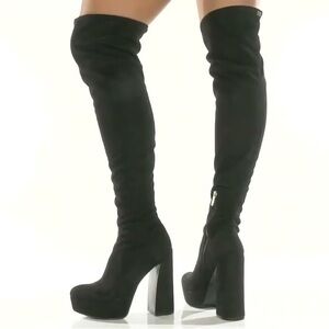 GUESS Cristy Black Faux Suede Over The Knee Platform Boot Size 8.5
